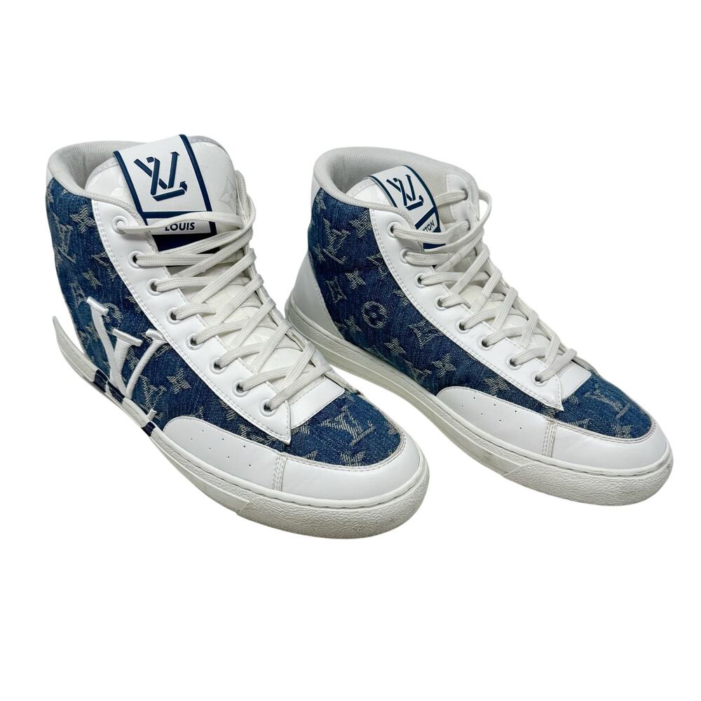 Louis Vuitton Charlie Sneaker Boot Monogram Denim White Men 8 Women 10 7LV
